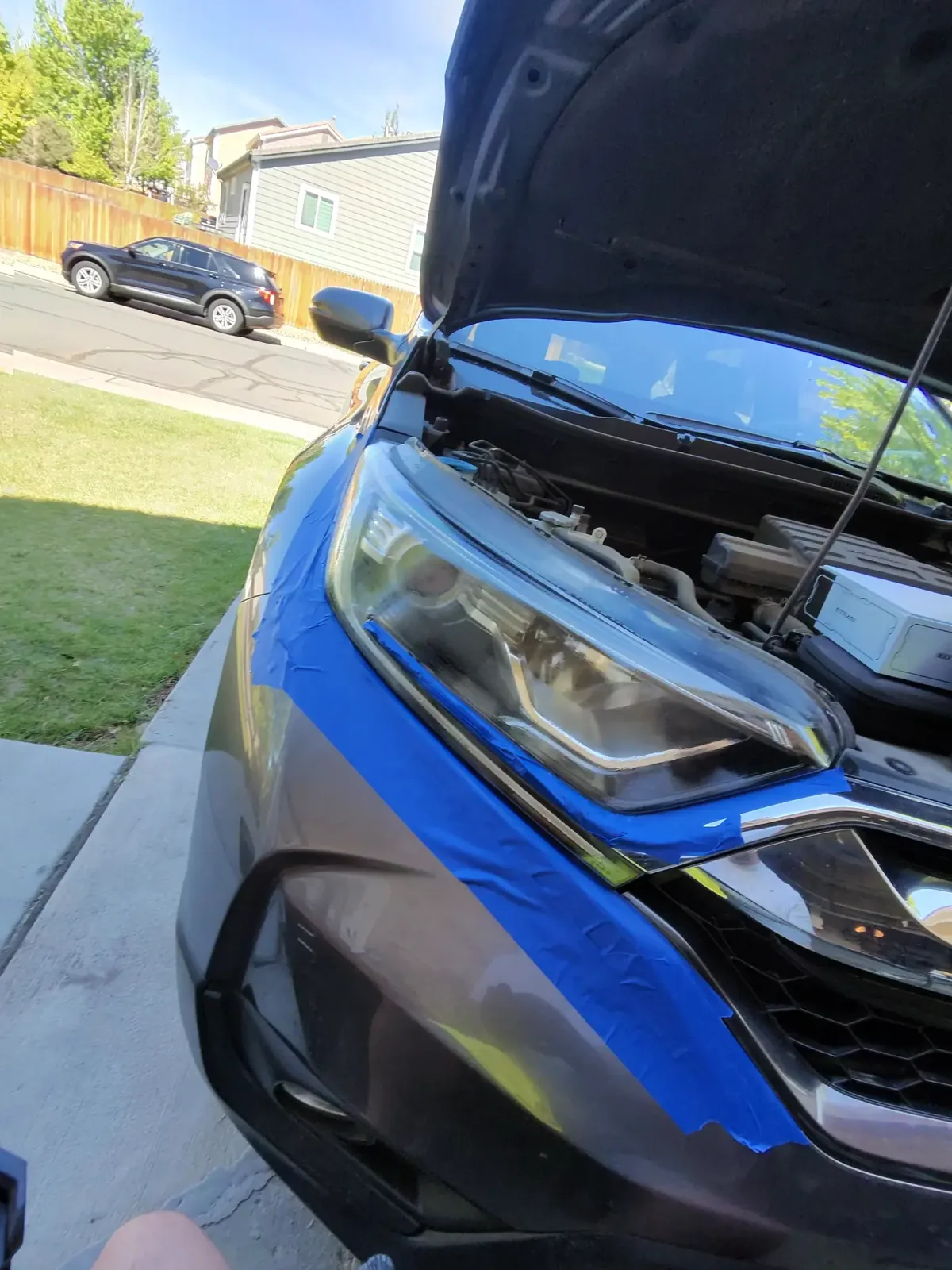 Honda CR-V cloudy yellowed oxidized headlights before restoration, Denver Metro, CO, Headlight Boost
