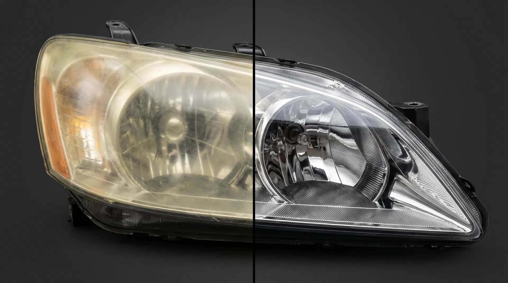 Before and after headlight restoration comparison in Denver, CO